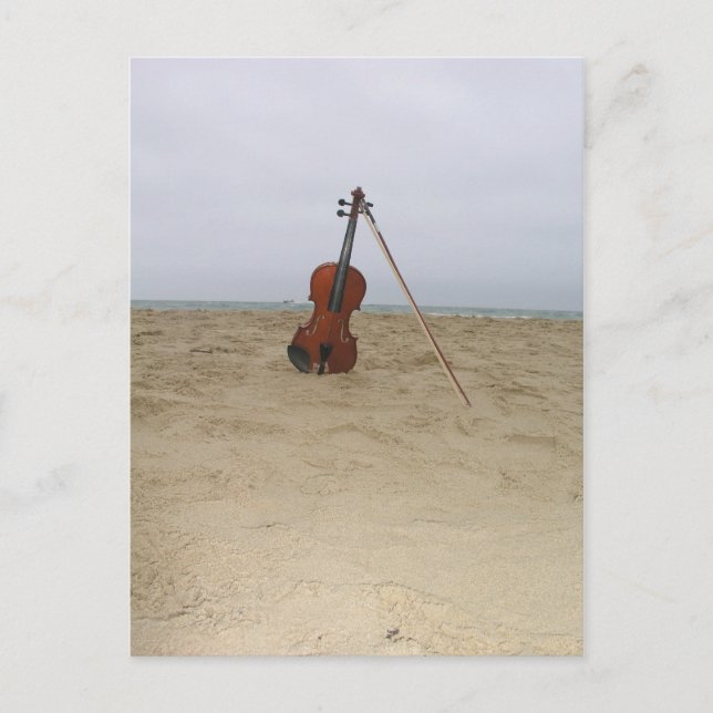 Cartão Postal Violino na praia (Frente)