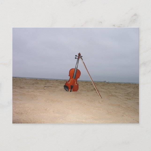 Cartão Postal Violino na praia (Frente)