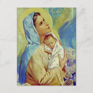 Cartão Postal Virgem Abençoada Maria e Criança Criança Jesus