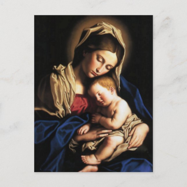 Cartão Postal Virgem Abençoada Maria e Criança Criança Jesus (Frente)