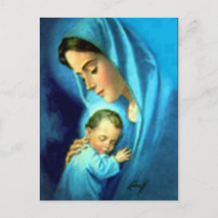 Cartão Postal Virgem Abençoada Maria e Criança Criança Jesus