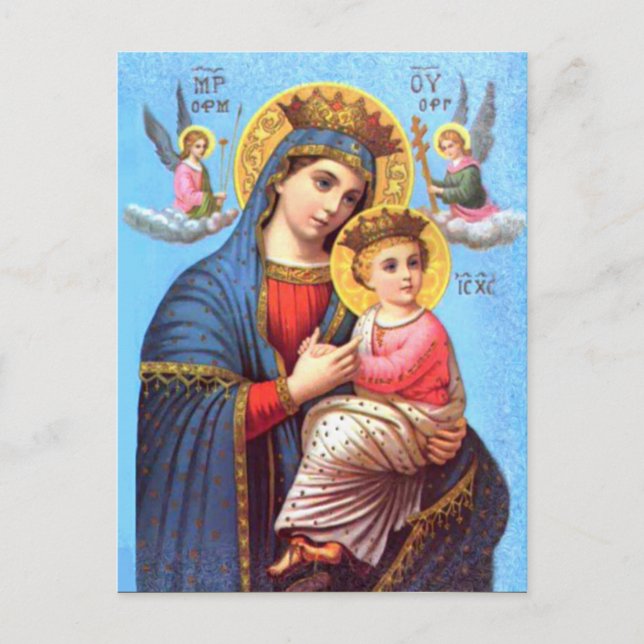 Cartão Postal Virgem Abençoada Maria e Criança Criança Jesus (Frente)