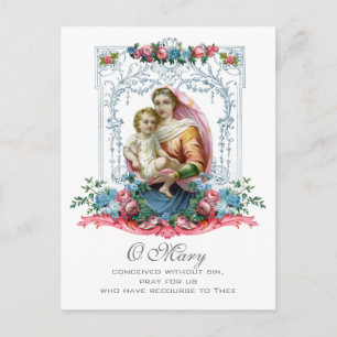 Cartão Postal Virgem Abençoada Maria Jesus Cristo Simpatia Cat