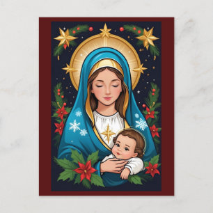 Cartão Postal Virgem Católica Romana Cristã Maria Natal