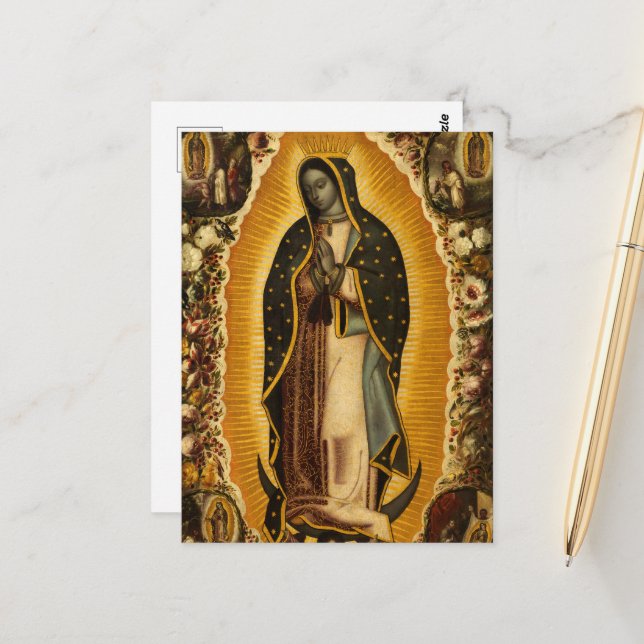 Cartão Postal Virgem de Guadalupe por Manuel de Arellano (Frente/Verso In Situ)