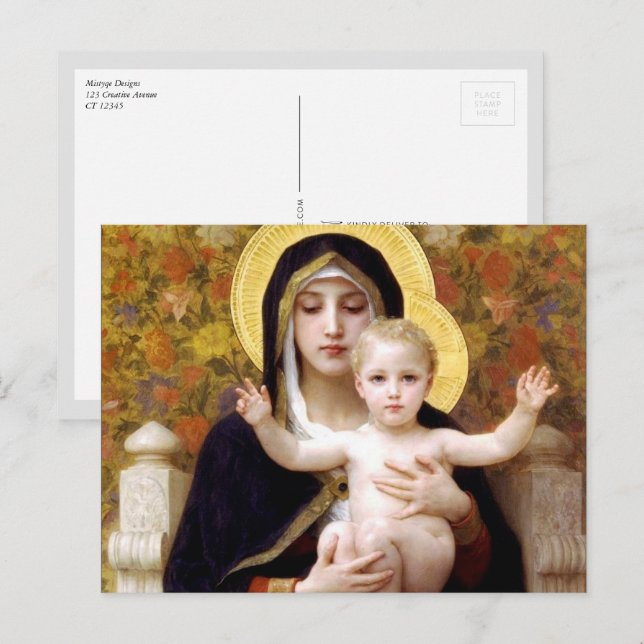 Cartão Postal Virgem dos Lírios, William-Adolphe Bouguereau (Frente/Verso)