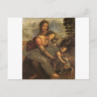 Cartão Postal Virgem e Criança com Ruas. Anne e Lamb por Davinci
