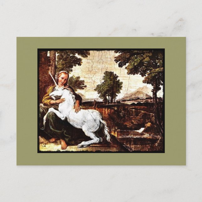 Cartão Postal Virgem e Unicórnio (Frente)