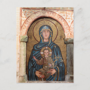 Cartão Postal Virgem Maria e Mosaico de Jesus