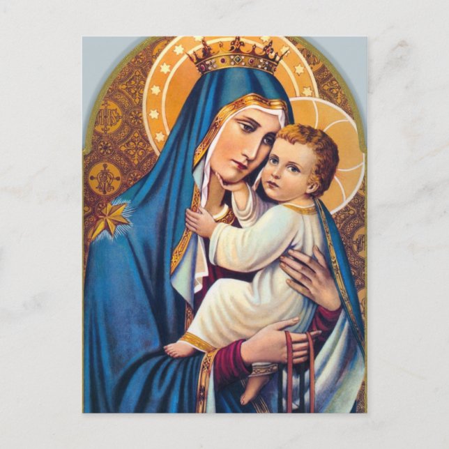 Cartão Postal Virgem Maria, Oferta de missa católica (Frente)