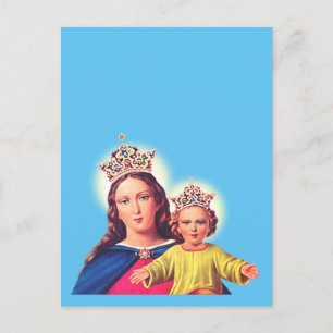 Cartão Postal Virgem Maria rainha com Jesus