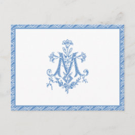 Cartão Postal Virgem Religiosa Mary Marian Cross Blue Lily