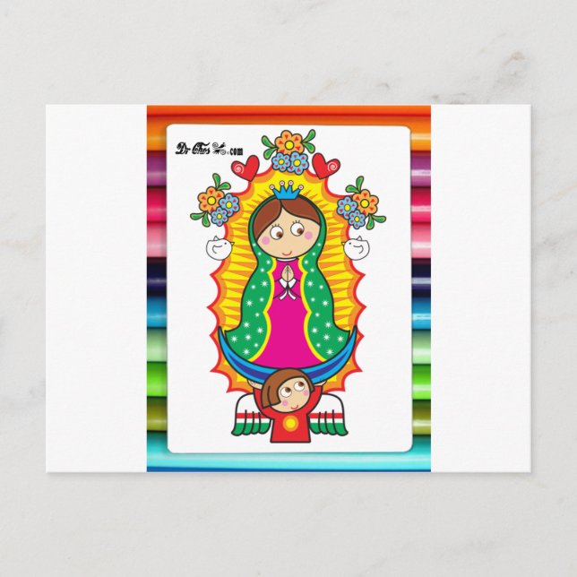 CARTÃO POSTAL VIRGEN DE GUADALUPE CARICATURA 01 PRO PERSONALIZÁV (Frente)