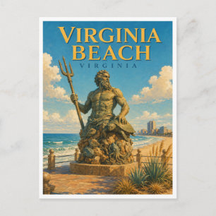 Cartão Postal Virginia Beach Virginia Estátua de Netuno GeoSaga