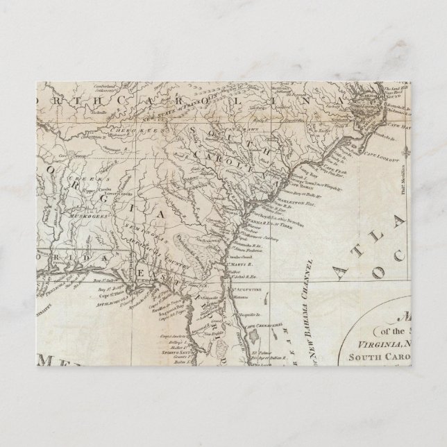 Cartão Postal Virginia, Carolina do Norte, Carolina do Sul (Frente)