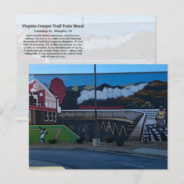 Cartão Postal Virginia Creeper Trail Train Mural (Frente/Verso)