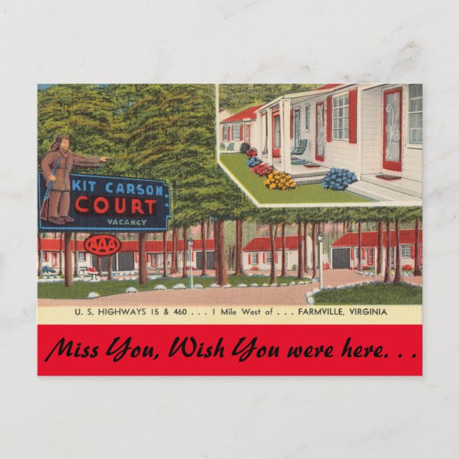 Cartão Postal Virginia, Kit Carson Court, Farmville (Frente)