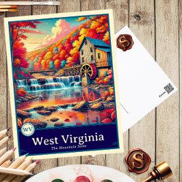 Cartão Postal Virgínia Ocidental | Postcardem com sombreamento e