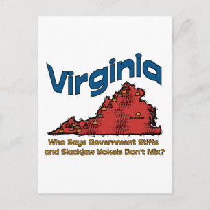 Cartão Postal Virgínia VA US Estados Lema ~ Stiffs e Yokels