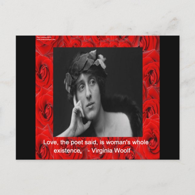 Cartão Postal Virginia Woolf & Citação de Amor (Frente)