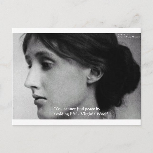 Cartão Postal Virginia Woolf "Encontrar Paz", dons de citação de (Frente)