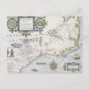 Cartão Postal Virginiae Item e Floridae províncias da América 3