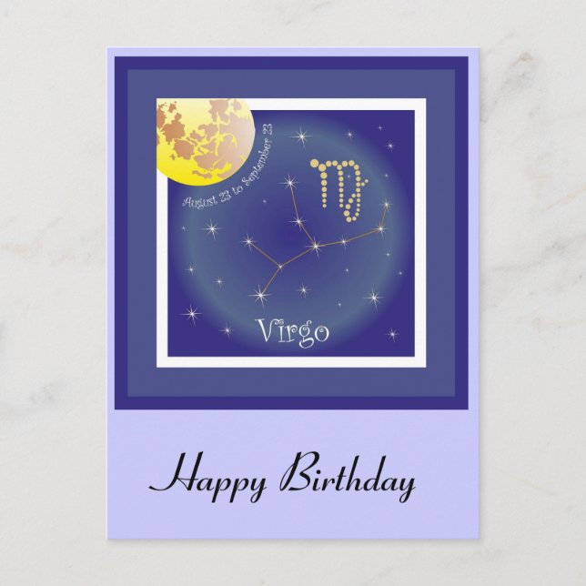Cartão Postal Virgo de 23 de agosto a 23 de setembro Postkarte (Frente)