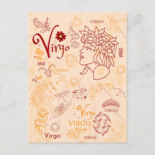 Cartão Postal Virgo ZodioDesign Horoscope Design (Frente)