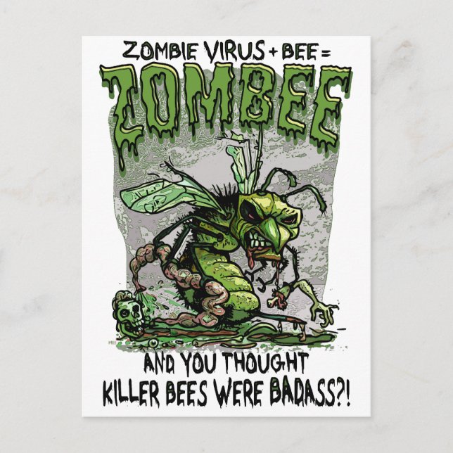 Cartão Postal Vírus Zombie adiciona Abelha igual a Zombee (Frente)