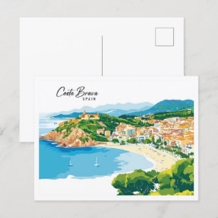 Cartão Postal Visão aérea Ilustração de Arte da Espanha Costa Br
