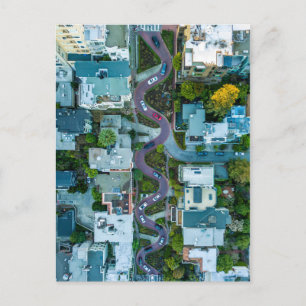 CARTÃO POSTAL VISÃO AERIAL DA RUA LOMBARD, SAN FRANCISCO, EUA