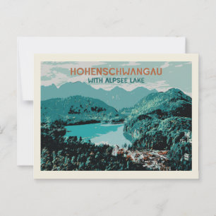 Cartão Postal Visão Cênnica de Hohenschwangau na Baviera, Aleman