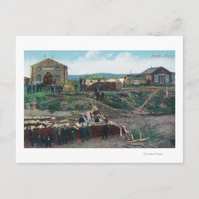 Cartão Postal Visão das cidades em torno de madeira cortadaNulat (Frente)