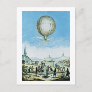 Cartão Postal Visão de Annonay em Vivarais e o primeiro voo de