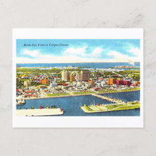 Cartão Postal Visão de Ave do Corpus Christi, Texas, Vintage
