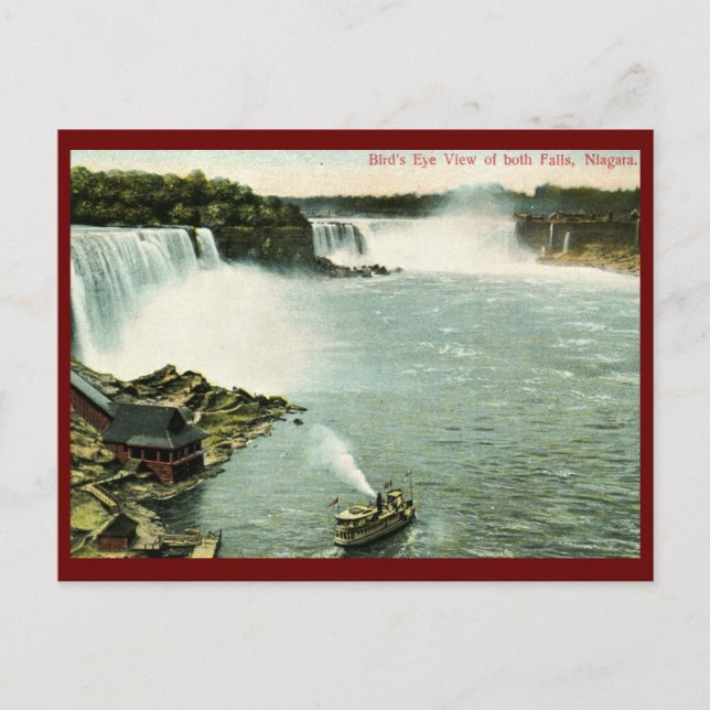 Cartão Postal Visão de Ave, Niagara Falls Vintage (Frente)