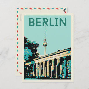 Cartão Postal Visão de Berlim com a ilustração de Fernsehturm Al
