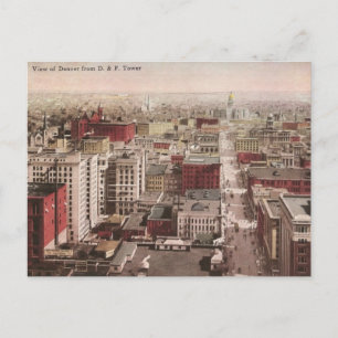 Cartão Postal Visão de Denver, da década de 1910, CO da torre D 