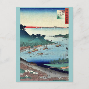 Cartão Postal Visão de Niigata por Utagawa,Hiroshige