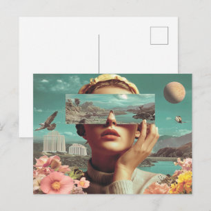 Cartão Postal Visão de Paisagem Surrealista, Retrato feminino su