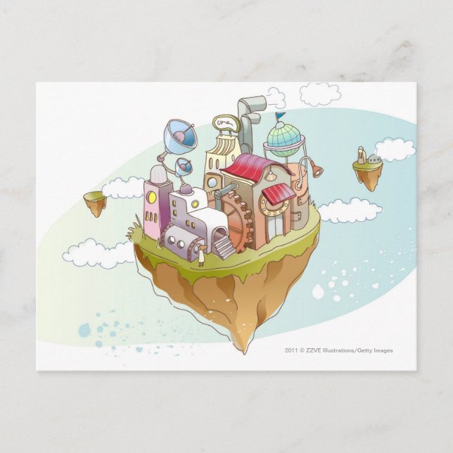 Cartão Postal Visão de uma ilustração colorida de abstrato (Frente)