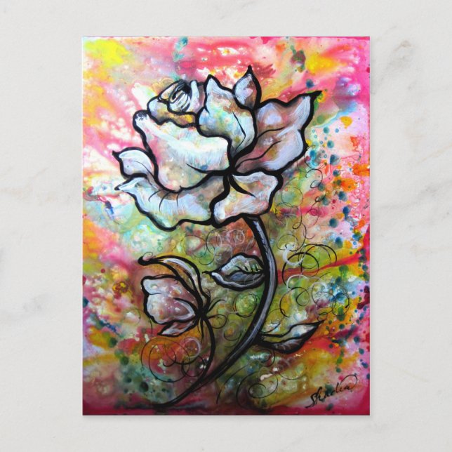 Cartão Postal Visão, Desenho Negro e Branco de Shadia Zayed (Frente)