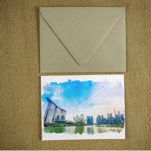 Cartão Postal Visão do Panorama de Singapura Ásia