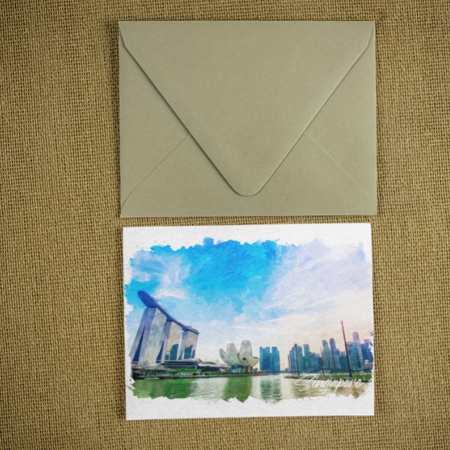 Cartão Postal Visão do Panorama de Singapura Ásia (singapore panorama view postcard)