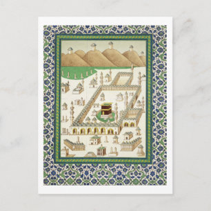 Cartão Postal Visão Esquemática de Meca, mostrando o Qua'bah, de