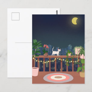 Cartão Postal Visão estética da cidade do céu noturno com planta
