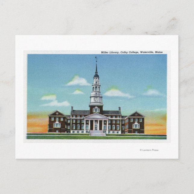 Cartão Postal Visão Exterior da Biblioteca Colby College Miller (Frente)