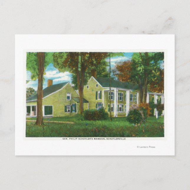 Cartão Postal Visão Exterior da Mansão de Philip Schuyler (Frente)