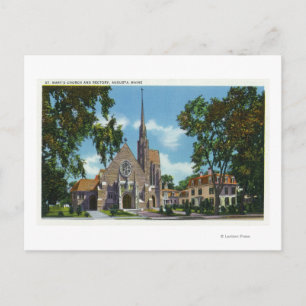 Cartão Postal Visão Exterior das Ruas. Igreja e Reitoria de Mar