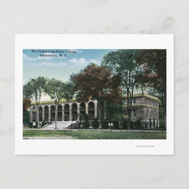 Cartão Postal Visão Exterior do ginásio do Union College (Frente)